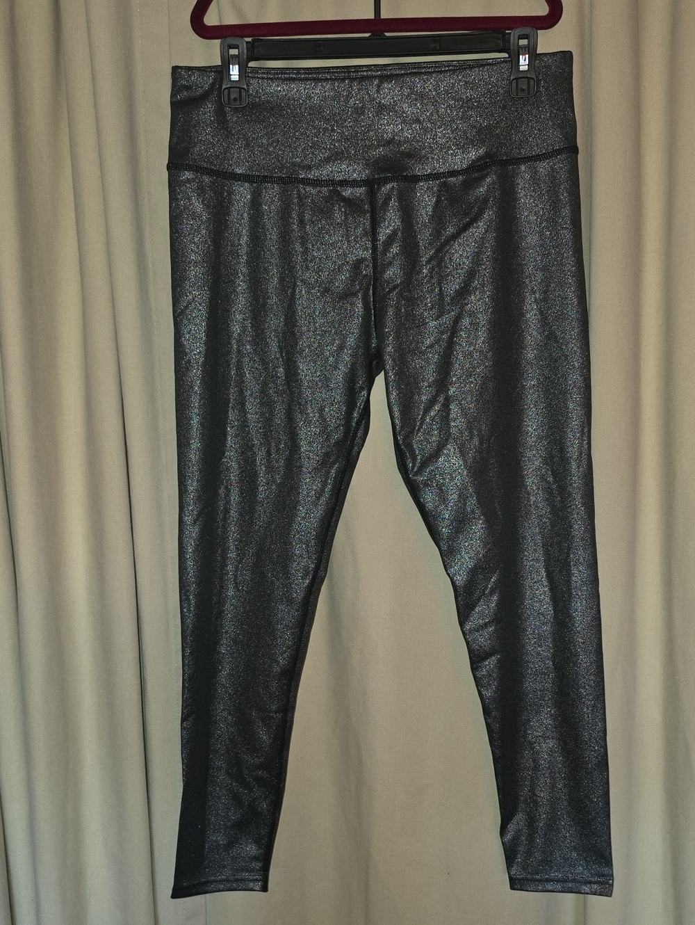 Metallic High-Rise Black Leggings